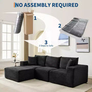 Sofá moderno de 108", sofá tapizado de 3 plazas en forma de L con cojines, sofá de asiento profundo, no requiere montaje
