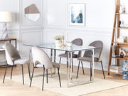 Mesa de comedor rectangular Beliani transparente/plata, vidrio templado, 160 x 90 cm, Envia