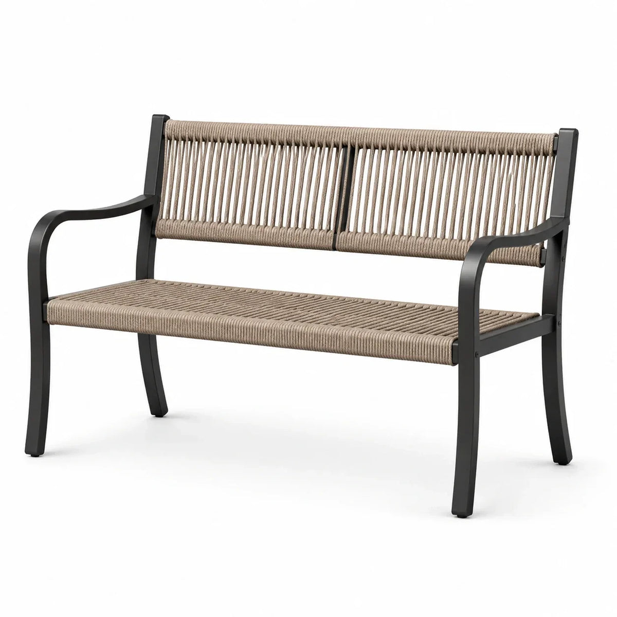Banco de jardín de aluminio con cuerda de poliéster de 120 cm en beige