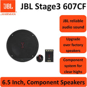 JBL Stage3 607CF Altavoz para coche de 16,5 cm y 2 vías - Set de altavoces Harman Kardon de componentes de 250 vatios con altavoces empotrados sin rejilla y tweeters empotrados