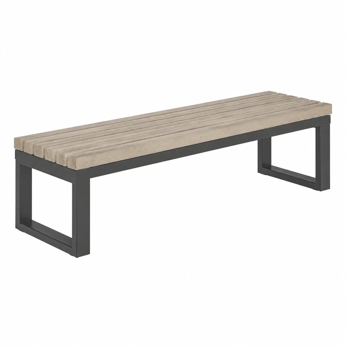 Banco de madera de roble y acero 180 cm x 35 cm x 45 cm gris/negro