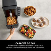 Freidora de aire Ninja Double Stack, freidora vertical sin aceite de 2 cajones, 4 niveles de cocción, 2 cajones y 2 rejillas, diseño compacto, capacidad de 7,6 L , 6 funciones de cocción, 6 raciones, gris SL300EU
