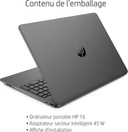HP 15s-fq0003sf Ordenador Portátil 15,6" FHD, PC Portátil (Intel Celeron N4120, RAM 4 GB, SSD 128 GB, Intel UHD Graphics, Windows 11), Portátil Gris, AZERTY, Microsoft 365 Personal 12 Meses Incluido