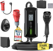 Cargador portátil Wallbox 11kW Tipo 2 400V 6-16A cable de 7m CEE 16A estación de carga EV IP65 con ajuste de tiempo de carga
