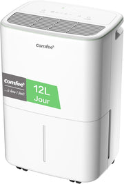COMFEE' Deshumidificador Compacto, Absorbe hasta 12L/día, Modo silencioso, Bloqueo infantil, Temporizador 24H, Depósito 2,5L, Para habitaciones de 20-35㎡, Aqua Dry 12