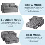 Sofá cama convertible de terciopelo 3 en 1 color gris cemento con cojines y bolsillos, sofá cama moderno extraíble, respaldo ajustable