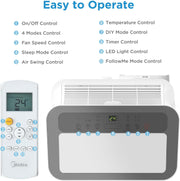 Aire acondicionado portátil Midea Silent Cool 26 Pro WF, 9000 BTU 2,6 kW, refrigeración, ventilación y deshumidificación, tamaño de habitación hasta 88 m³ (33 m²), control por APP/Alexa/Google Home/IFTTT, aire acondicionado móvil con tubo de escape