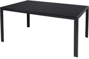 Mesa de jardín Mojawo XL de aluminio antracita/negro, mesa de comedor, muebles de jardín, imitación madera Nonwood, resistente a la intemperie, 180x90x74 cm