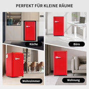 Refrigerador con congelador Merax, combinación frigorífico-congelador, frigorífico pequeño con 51L y congelador de 21L, silencioso, LED, estantes de vidrio, cajón para verduras, estantes en la puerta, para cocina, sala de estar, oficina, negro