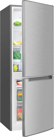 Bomann, Frigorífico y Congelador 173L Inox KG7359 - Frigorífico 121L, Congelador 52L, Iluminación LED, Control de temperatura, Alarma de puerta abierta, Ahorro de energía, Dimensiones 142,5x49,5x56 cm
