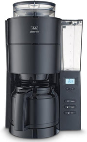 Melitta AromaFresh - Cafetera de filtro - con jarra de cristal - molinillo integrado - función de temporizador - 10 tazas - Negro puro