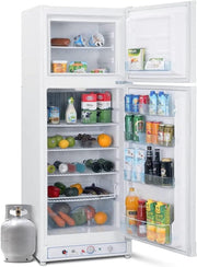 Refrigerador a gas SMETA con congelador, 265L, refrigerador y congelador combinado a gas/220V, nevera a gas para camping, autocaravana, garaje, caravana, casa móvil, blanco