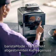 Cafetera superautomática Siemens EQ900 TQ903D03, control por app, pantalla táctil intuitiva, modo barista, AromaBoost, reducción de ruido, molinillo premium, limpieza automática con vapor, 1500 W, acero inoxidable