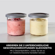 Máquina para helados y postres Ninja CREAMi, 2 recipientes, NC302EU, 7 programas, 1,4 L, para helado y gelato, negro y plateado