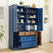 Despensa de cocina independiente Whisen de 71'' de altura, armario de almacenamiento grande para comedor, alacena con 4 puertas plegables, estantes y botelleros