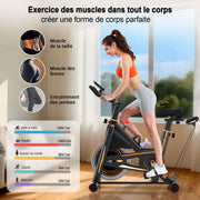 Bicicleta Estática, Bicicleta de Interior Ultrasilenciosa DMASUN, Bicicleta Estática con Resistencia de Ajuste Continuo, Cardio en Casa, Manillar y Sillín Ajustables, Portabotellas, Capacidad 160 kg