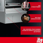 Ahumador Eléctrico ITA 7000 - Conjunto de Ahumador con Calefacción, Generador de Humo - Armario de Ahumado con Ventana y Termómetro - Aleación de Acero - Calidad UE, 81 cm con 3 Niveles