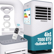 Aire acondicionado portátil Monzana® MZKA2000, manguera de escape, 7000 BTU, 3 en 1, 750 W, temporizador 24 h, 25 m², mando a distancia, deshumidificador, kit de sellado para ventanas, climatizador