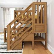 Litera baja de madera Max & Lily, tamaño individual sobre matrimonial, para niños, con escalera