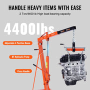 Grúa de motor plegable BENTISM de 2T con nivelador, grúa de taller de alta resistencia de 4400 lbs/2 toneladas, grúa de motor resistente al envejecimiento