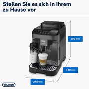 Cafetera superautomática De'Longhi Magnifica Evo ECAM 292.81.B con sistema de leche LatteCrema, 7 botones de selección directa para capuchino, espresso y otras especialidades de café, función de 2 tazas, negra