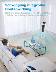 Enfriador de aire Midea con refrigeración por agua, aire acondicionado portátil, ventilador con depósito de 5 L, humidificador e ionizador, aire acondicionado sin tubo de escape, 355 m³/h, ventilador con mando a distancia, 55 W, blanco
