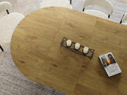 WFL GROUP Mesa de comedor redonda extensible estilo loft - Mesa industrial con patas de metal negro - Mesa que ahorra espacio para salón - Roble Lancelot - 120 a 200 cm
