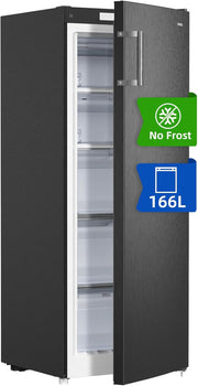 Congelador CHiQ FSD166NE4E 166 L, tecnología No Frost, puerta reversible, acero inoxidable negro, 144 cm de altura