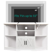 Mueble esquinero para TV estilo rústico, centro de entretenimiento y consola multimedia para televisores de hasta 55 pulgadas con toma de corriente