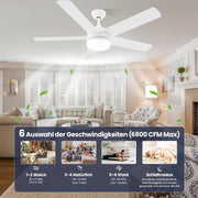 Ventilador de techo con iluminación CJOY, 152 cm, con mando a distancia, 6 velocidades, LED regulable, temporizador y modo reposo para dormitorio