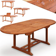 Mesa de jardín Casaria® resistente a la intemperie, madera certificada FSC® 200x100cm, capacidad de carga de 160kg, soporte para sombrilla, mesa de balcón, jardín y terraza, mesa plegable, mesa de balcón, eucalipto