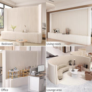 Separador de ambientes plegable con estantería, biombo divisor flexible, ideal para oficina, sala de estar, tiendas, dormitorio, balcón (blanco) (L300 x A43 x H200 cm)