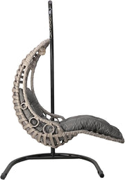 Sillón colgante con soporte y cojines, tejido a mano, silla colgante de ratán, hamaca, cesta colgante, muebles de jardín, muebles de balcón, columpio colgante Bodrum (blanco)