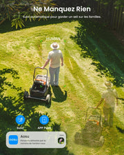 Cámara de vigilancia exterior aosu con panel solar, PTZ, seguimiento automático de personas, visión nocturna 2K, alarma sonora y luminosa, audio bidireccional, compatible con Alexa/Google