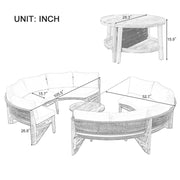 Set de sofá seccional redondo de madera de acacia para exteriores con mesa de centro, 12 plazas