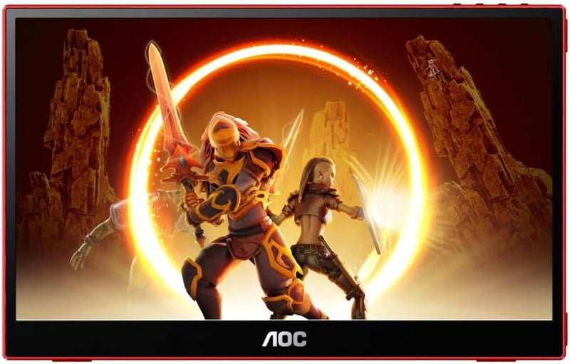 AOC 16G3 - Monitor portátil para juegos de 16 pulgadas Full HD, FreeSync (1920x1080, 144 Hz, MicroHDMI 1.4, USB-C) negro-rojo