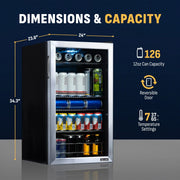 Refrigerador de bebidas independiente Newair® de acero inoxidable de 126 latas, 18,9" – 2026