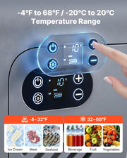 Nevera portátil con compresor VEVOR de 18 L, refrigerador eléctrico para coche con asa, -20 °C a 20 °C, 12/24 V CC y 100-240 V CA, nevera portátil para camping, viajes, camiones, autocaravanas y barcos