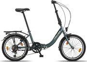 Bicicleta plegable Chillaxx Bike URBAN de 20 pulgadas, 6 velocidades Shimano, luces, sistema de plegado rápido, bicicleta plegable ligera, portaequipajes