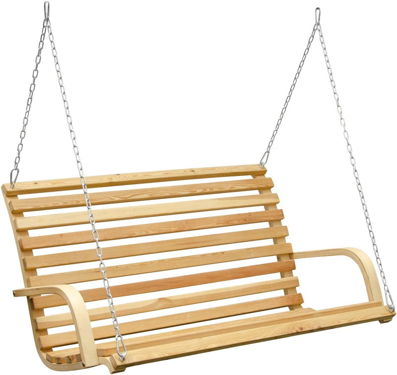 AMANKA Columpio de jardín de madera de alerce aceitada - para 3 personas con reposabrazos y asiento - Carga máxima 260 kg - Mueble de exterior estable y duradero - Soporte no incluido