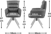 Juego de 2 sillas de comedor DUBI Möbel, giratorias 360° con núcleo de muelles ensacados, gran comodidad de asiento, capacidad de carga hasta 150 kg, tela resistente a la abrasión gris, estructura de madera maciza de roble aceitada (natural), Mika-Juna