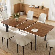 Juego de mesa de comedor JIEXI con 4-8 sillas, comedor con mesa extensible, mesa de comedor de MDF moderna y elegante para la sala de estar (mesa de 160-200 cm color nogal + 6 sillas blancas)