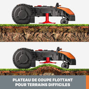 Robot cortacésped inteligente y conectado WORX Landroid Plus WR165E, 500 m² (máx. 600 m²), fácil instalación, configurable, pendiente del 35%, sensor de lluvia, corte de bordes, corte rápido