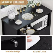 GustoWave Alacena de cocina para microondas con almacenamiento, 3 puertas, 1 cajón y estantes ajustables, gabinete de despensa