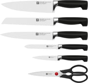 ZWILLING Vier Sterne Bloque de cuchillos autoafilable, hecho en Alemania | 7 piezas, acero especial inoxidable, marrón