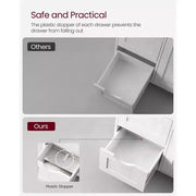 Armario de suelo VASAGLE, mueble de almacenaje con 3 cajones, armario independiente, estante ajustable, blanco