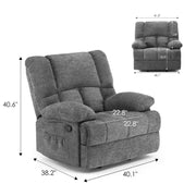 Sillón reclinable mecedor extragrande MAYEERTY Limestone para sala de estar de adultos
