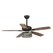 Ventilador de techo con jaula negra, 5 aspas, acabado Driftwood, 52 pulgadas, con control remoto