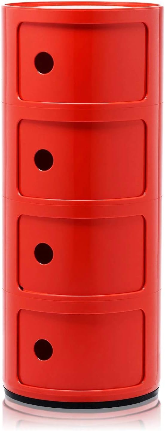 Kartell Componibili, contenedor de 4 elementos, rojo, base redonda