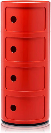 Kartell Componibili, contenedor de 4 elementos, rojo, base redonda